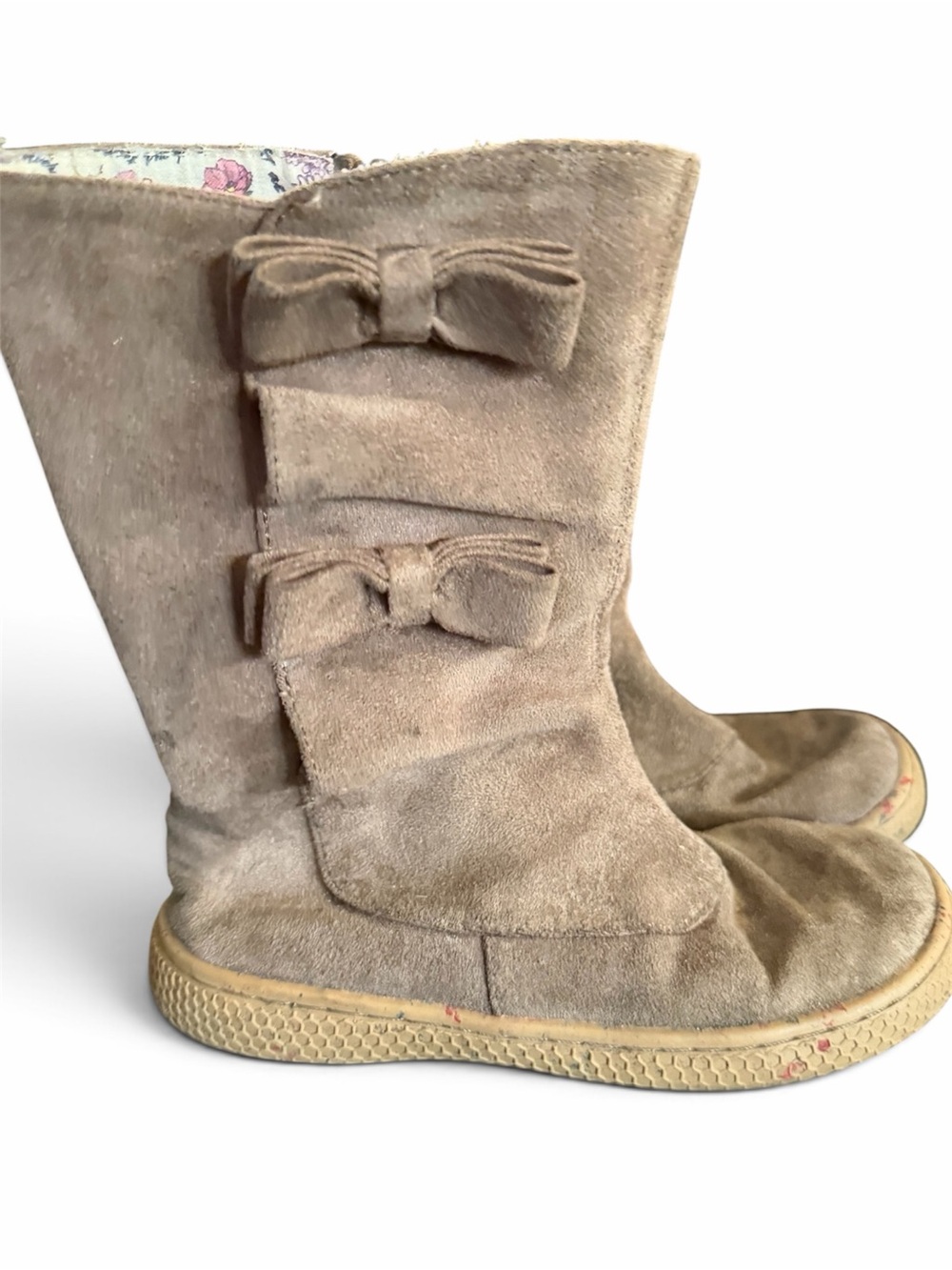 Livie & Luca Kids Suede Bow Front Tall Boots - Tan